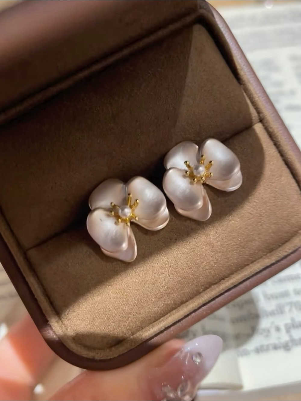Pearl Flower Stud Earrings, 925 Sterling Silver Posts